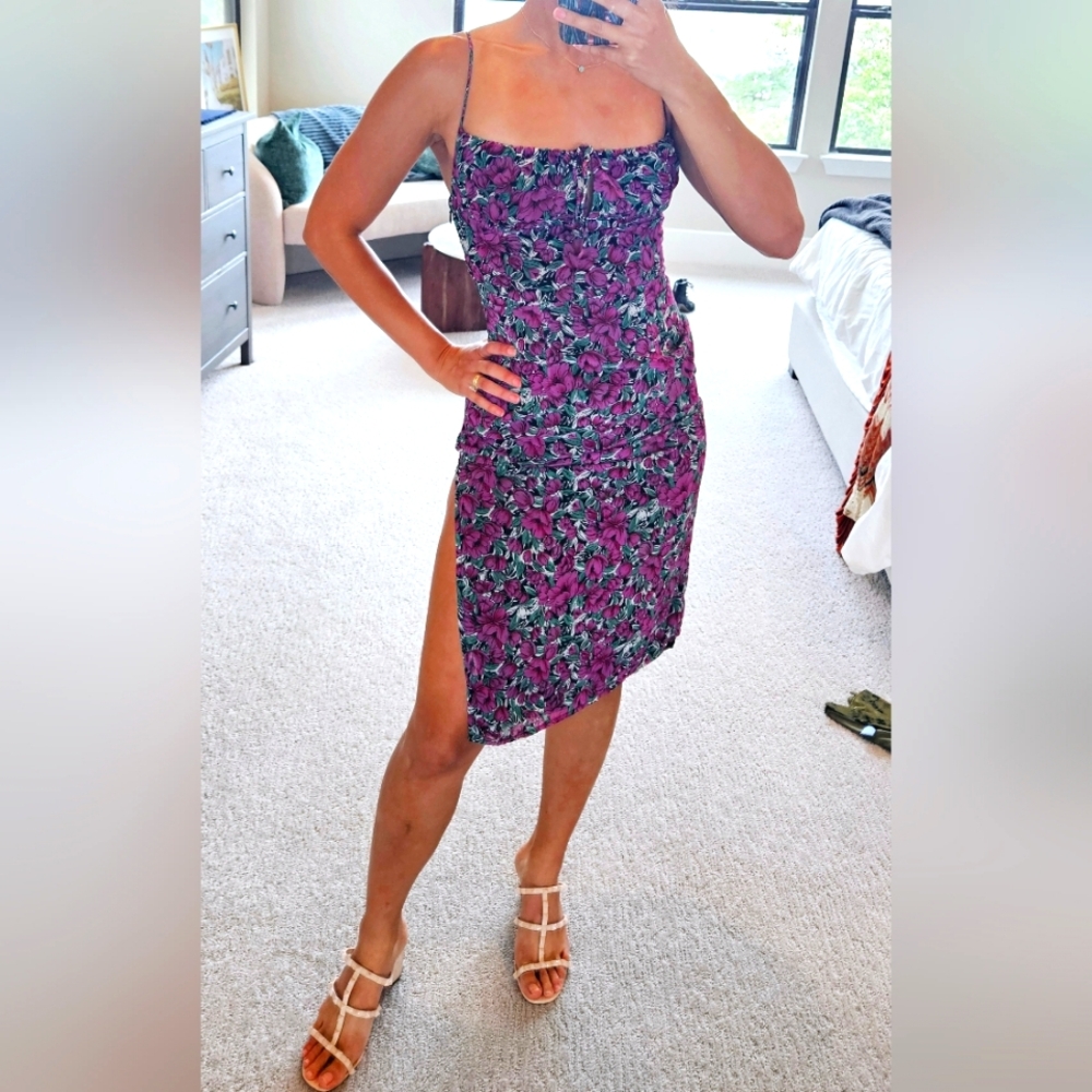 Revolve Purple Floral Midi Dress